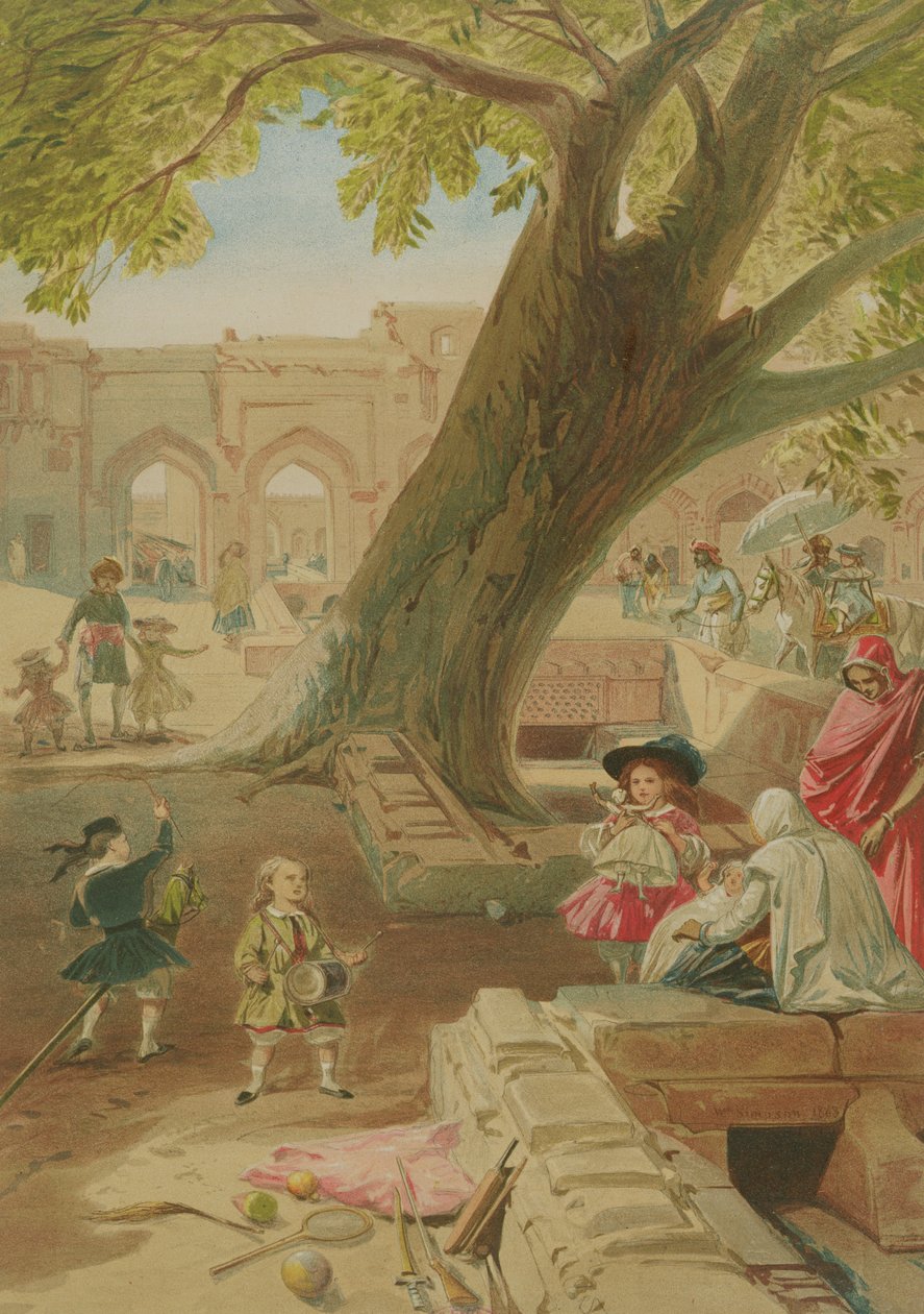 Árvore Peepul no Palácio de Delhi, 1863 de William Crimea Simpson