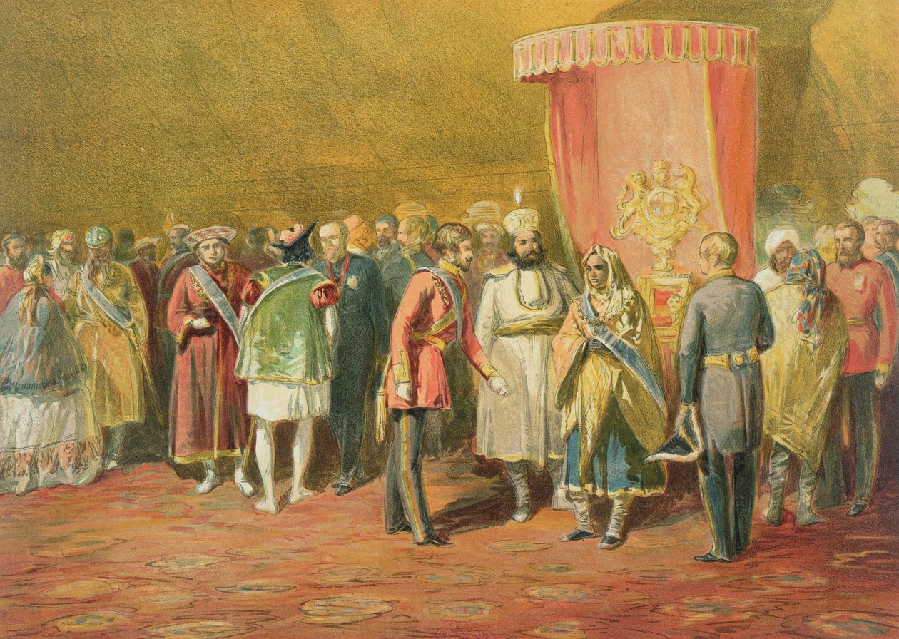 A primeira investidura da estrela da Índia, 1863 (chromolitho) de William Crimea Simpson