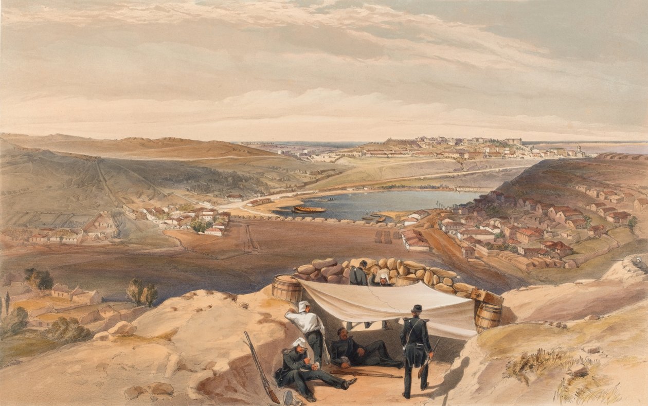  As baterias da cidade ou fortificações interiores de Sebastopol do paralelo avançado do ataque de Chapman, 23 de junho de 1855 de William Crimea Simpson