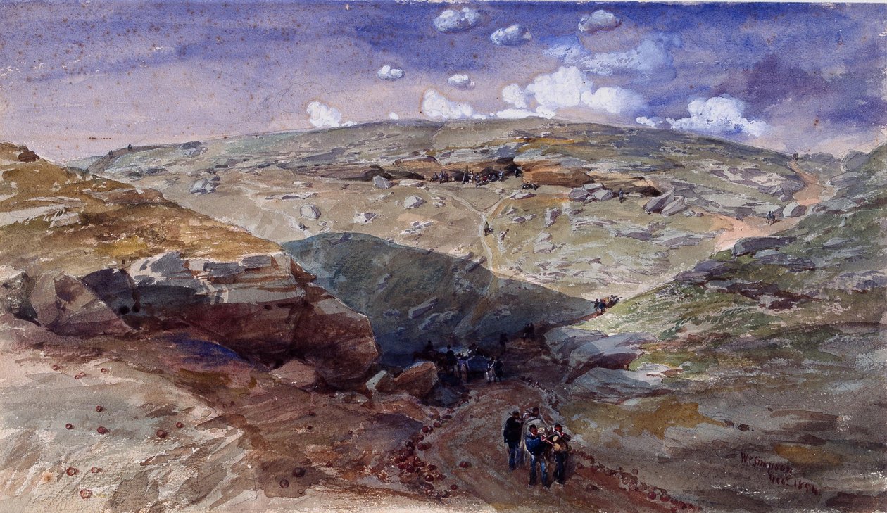 O vale da sombra da morte, cavernas na estrada Woronzoff, 1854 de William Crimea Simpson