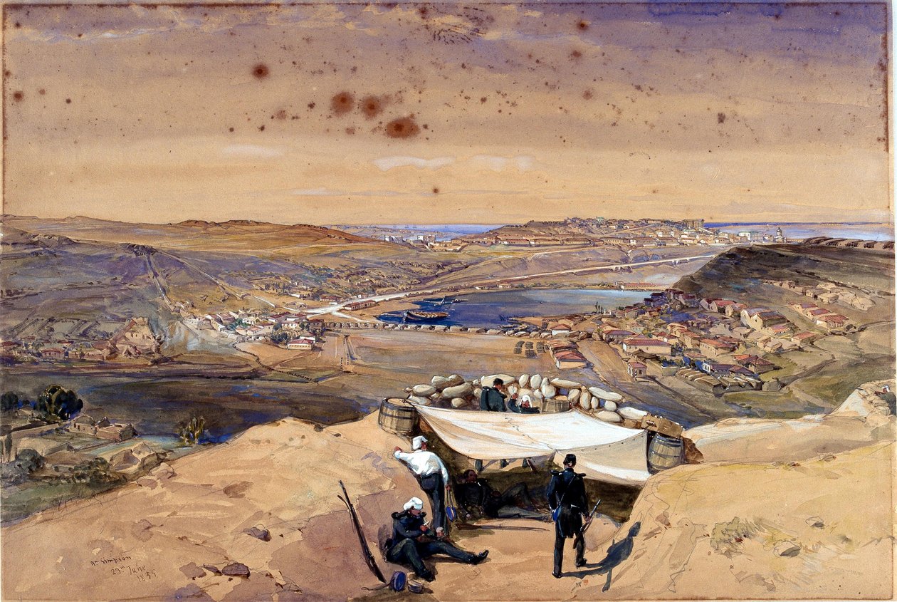  Baterias da cidade ou fortificações interiores de Sebastopol, 23 de junho de 1855 de William Crimea Simpson