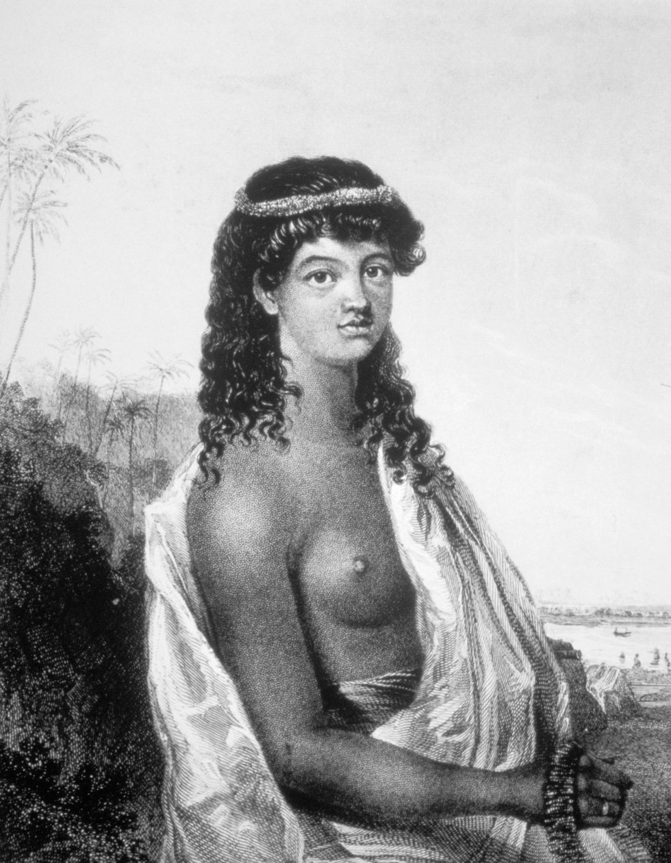 Menina das Ilhas Sandwich do Havaí, c1826 de William Dampier