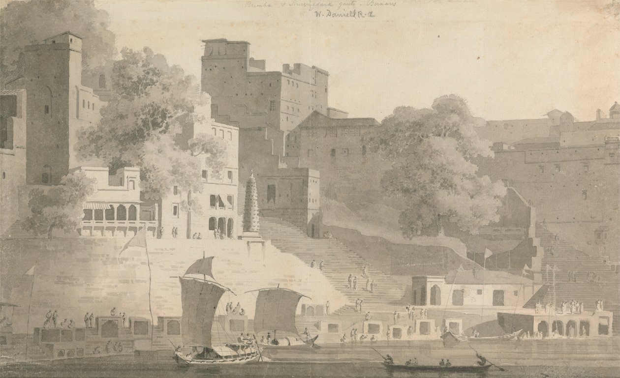 Bramha e Nursingdara Ghat, Varanasi de William Daniell