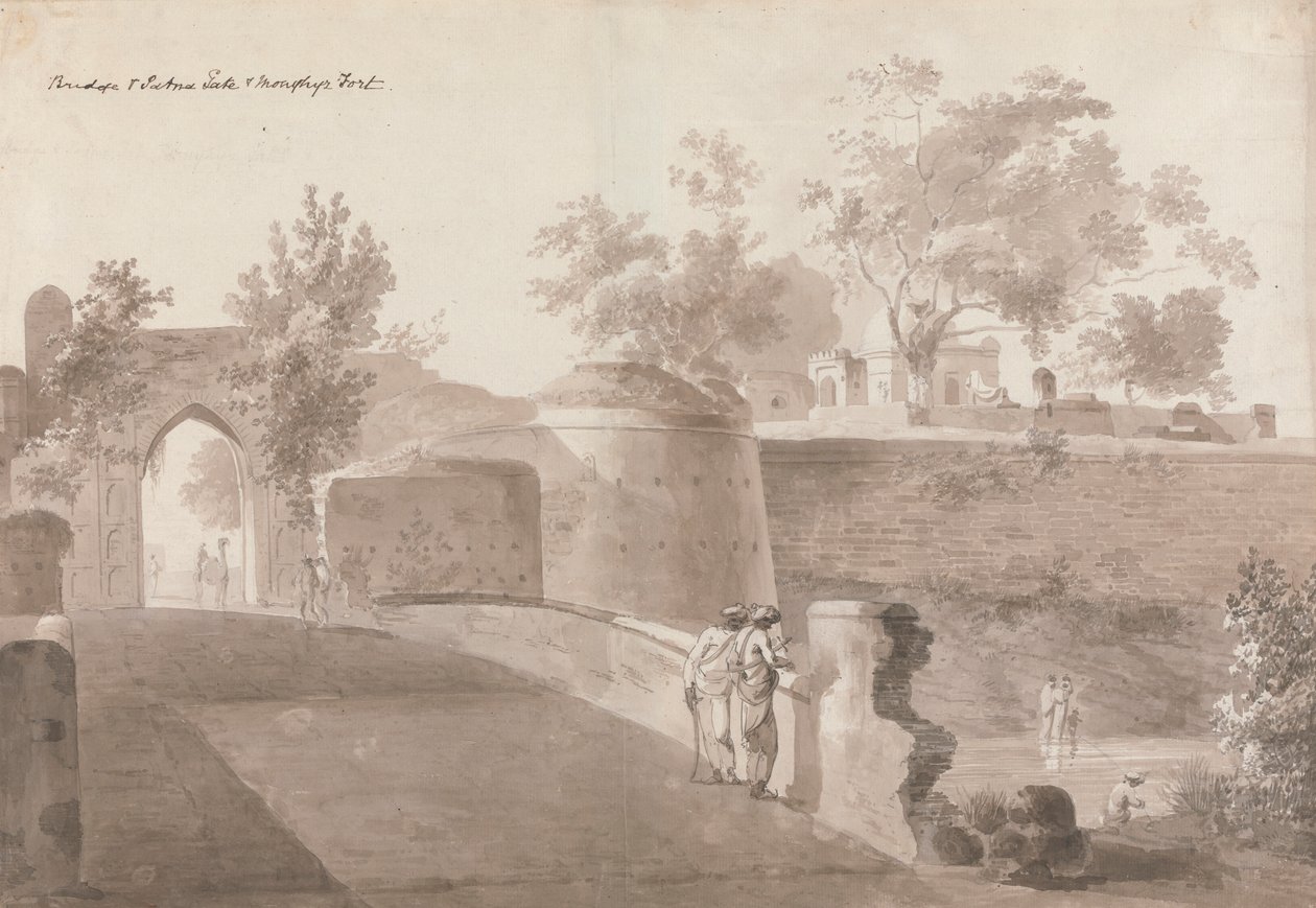 Ponte e Portão de Patna e Forte de Monghyr de William Daniell