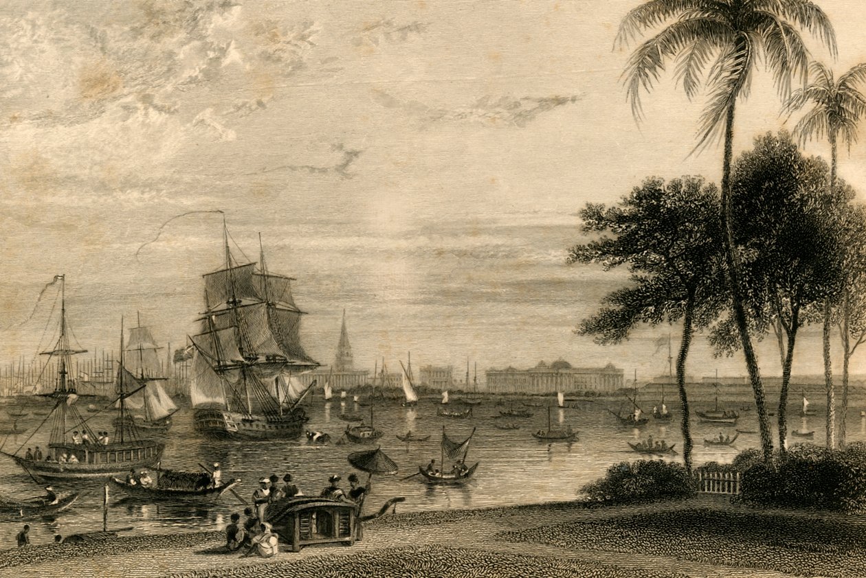 Calcutá, do alcance da casa do jardim, 1835. de William Daniell
