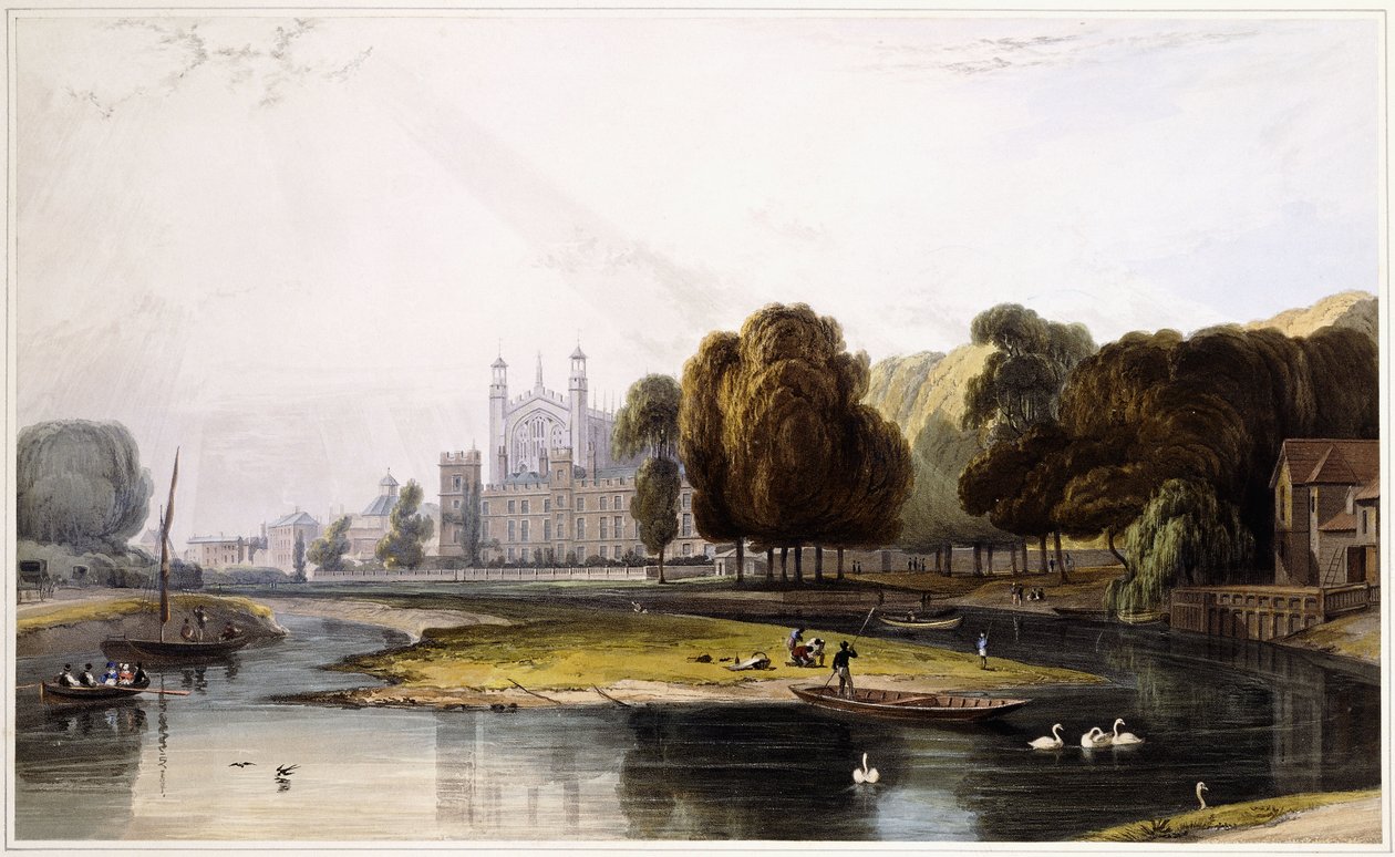 Eton College, de "Selecionar vistas do castelo de Windsor e paisagens adjacentes", 1831-1835 de William Daniell