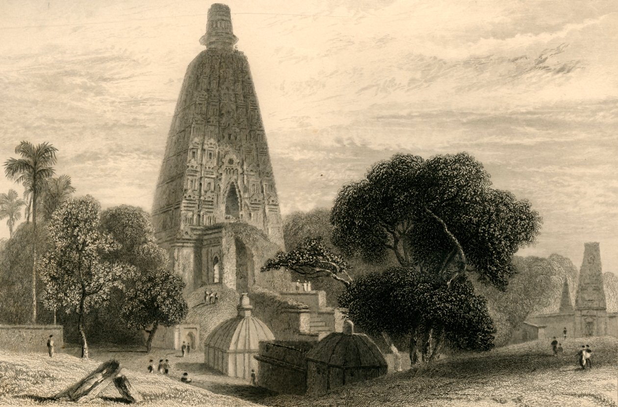 Grande templo em Bode Gyah, 1835. de William Daniell