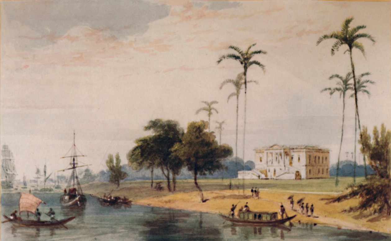 No alcance da casa do jardim, Calcutá, c1786-1791, 1935 de William Daniell