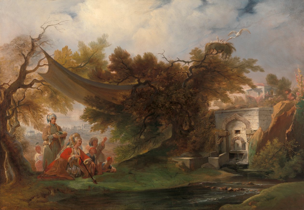 Indian Landscape with Figures near a Stream [1985, Cormack, YCBA Catálogo conciso] de William Daniell