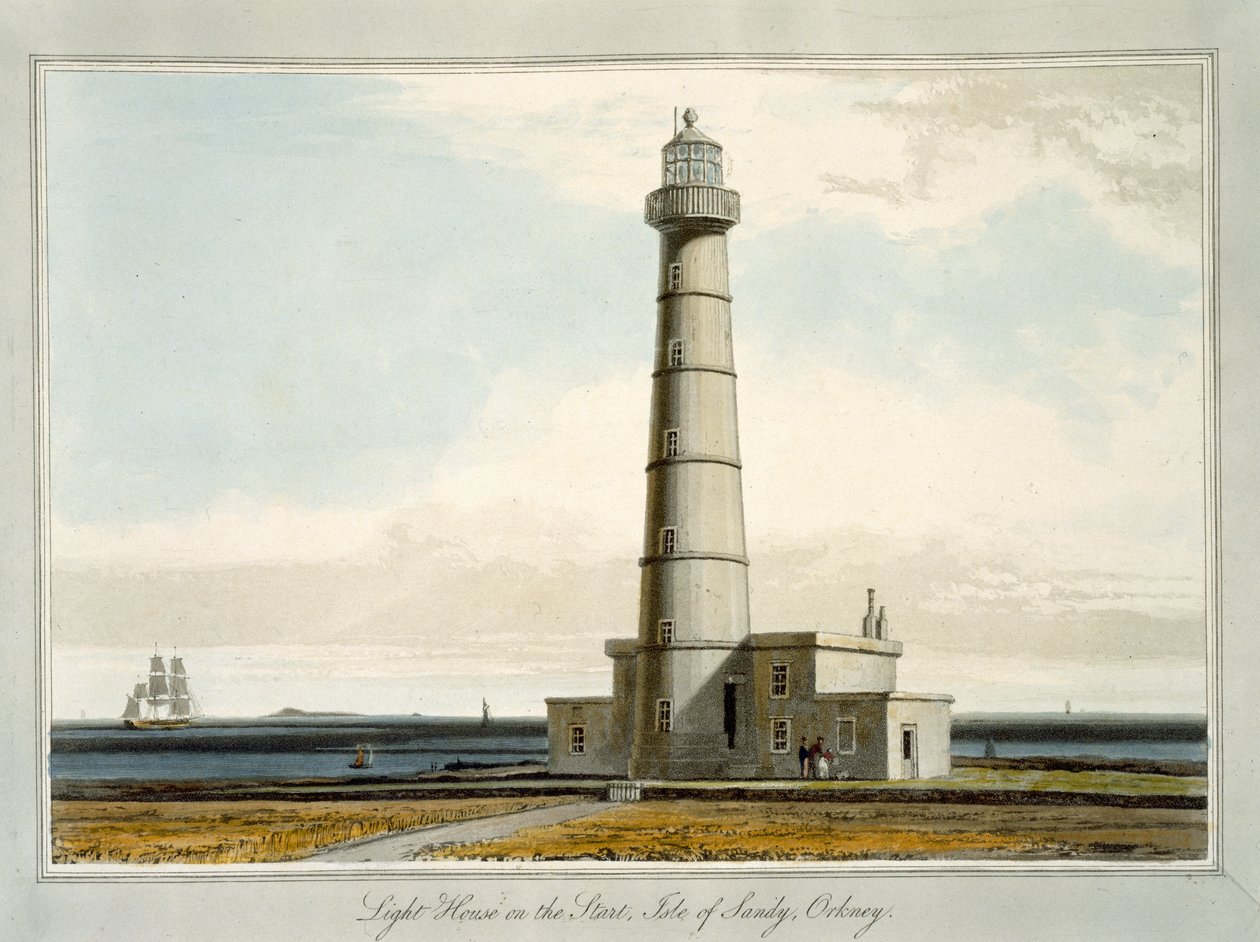 Casa de Luz no Início, Ilha de Sandy, Órcades, de &39;Uma Viagem pela Grã-Bretanha Realizada entre os Anos de 1814 e 1825&39;, publicada em 1821 de William Daniell