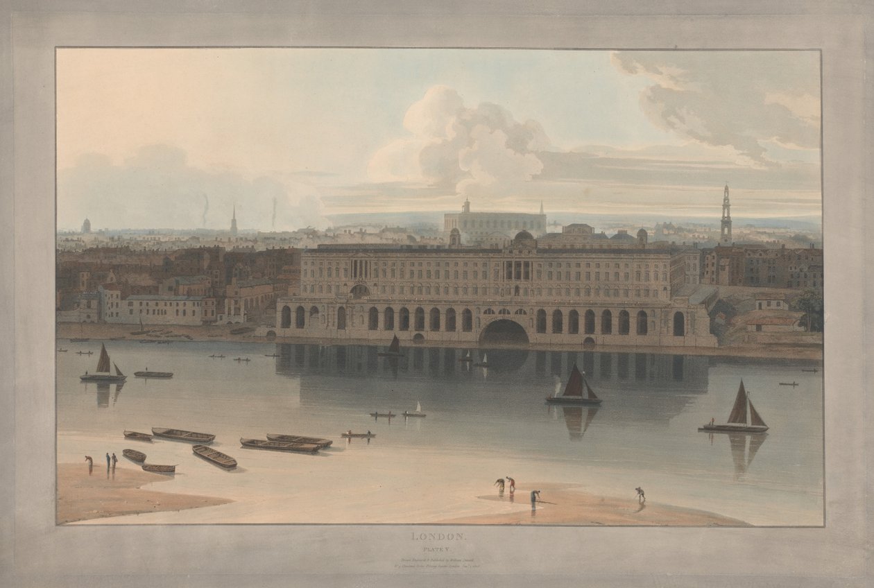 Lâmina V: Londres, Somerset House (da obra «Seis Vistas de Londres», de William Daniell; margem do Tamisa) de William Daniell