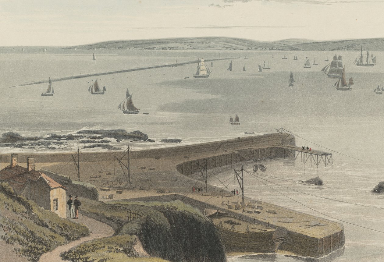 Cais em Straddon Point, perto de Plymouth de William Daniell