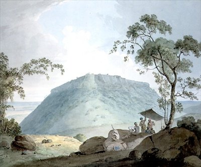 Vista Sudeste do Forte da Colina de Bijaigaih, Bihar (aguarela sobre papel) de William Daniell