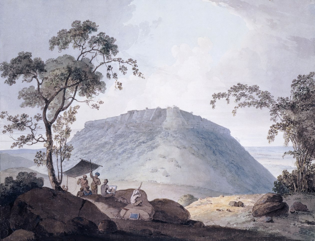 A visão sudeste de Bijaigarh, Uttar Pradesh, c. 1790 de William Daniell