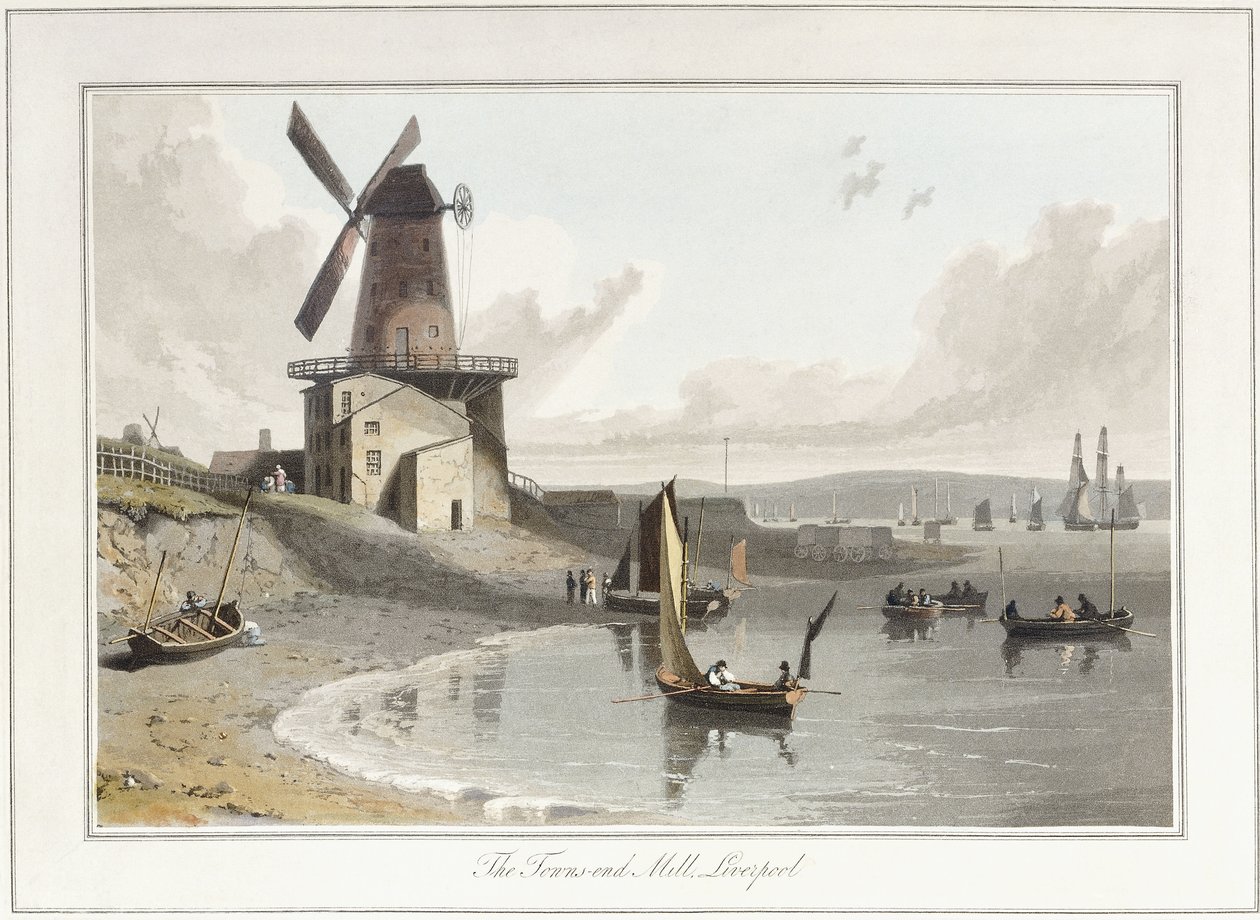 The Towns-end Mill, Liverpool, 1814-1825 de William Daniell