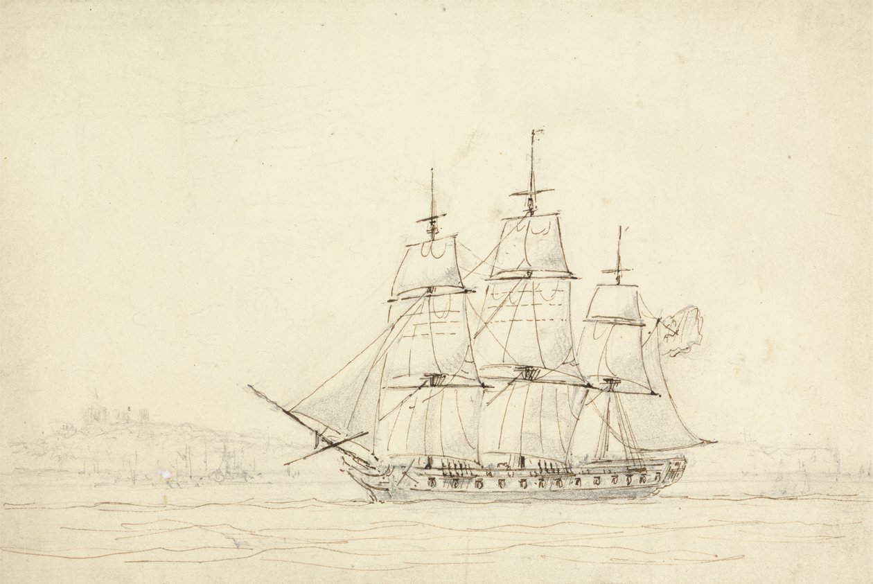 Navio com três mastros de William Daniell