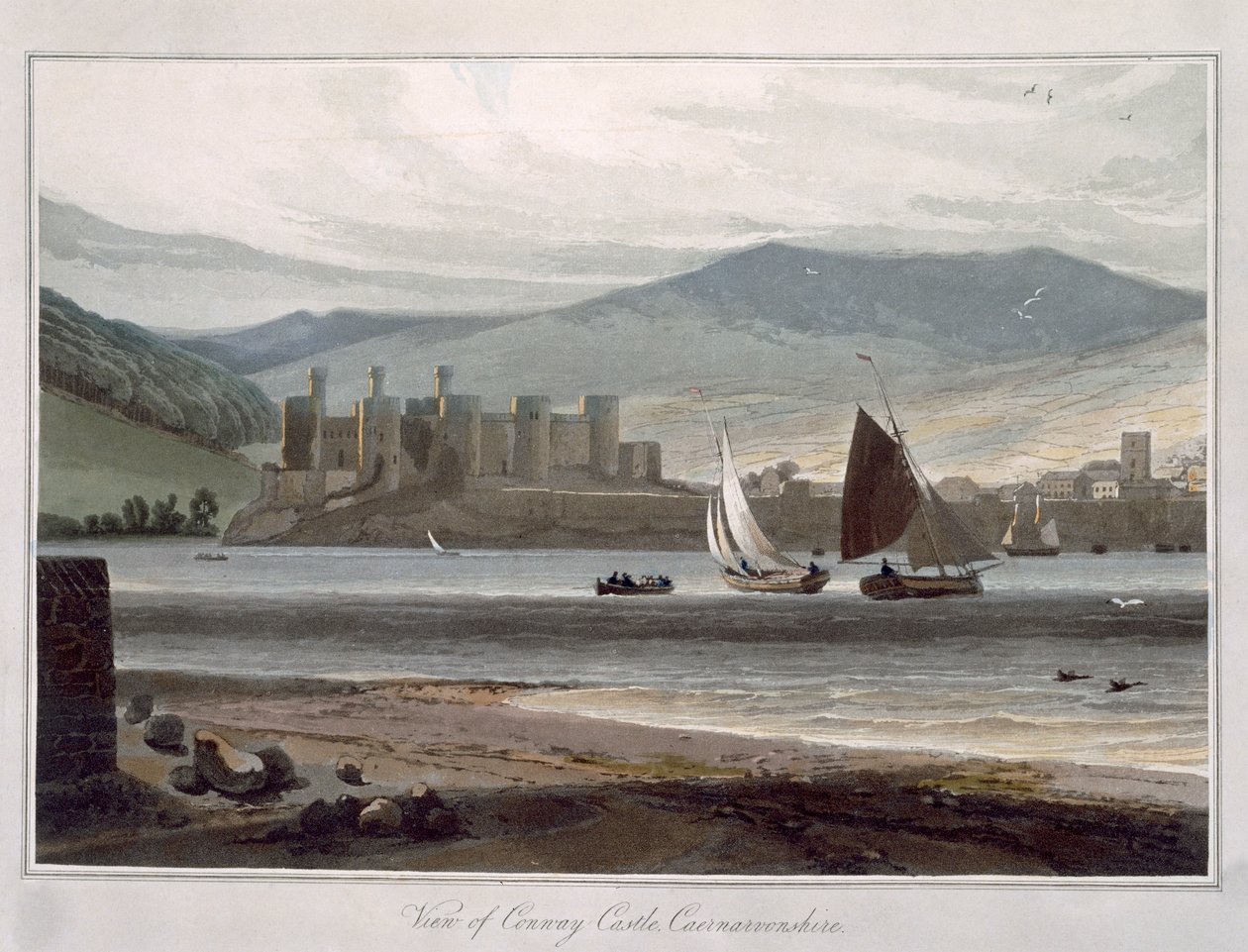 Vista do Castelo de Conway, Caernarvonshire, de 