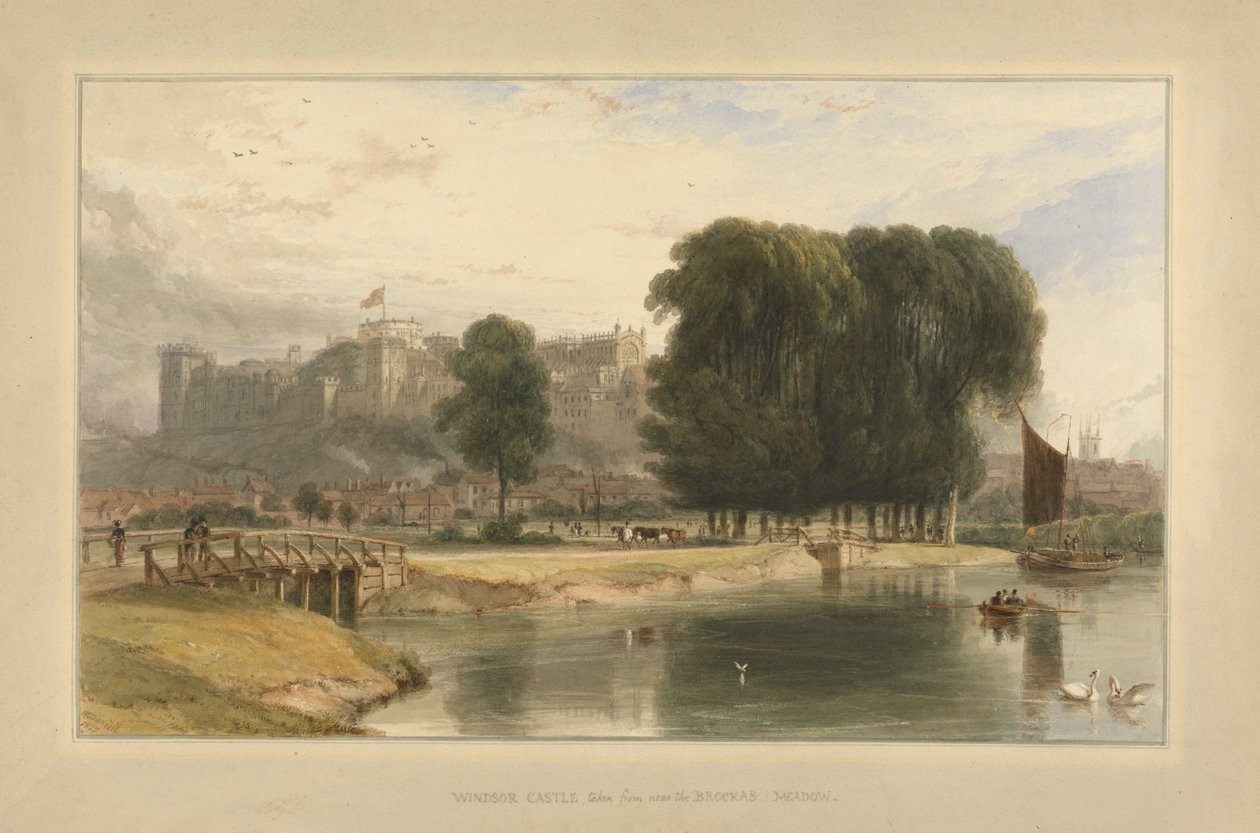 Castelo de Windsor, perto de Brocas Meadows de William Daniell