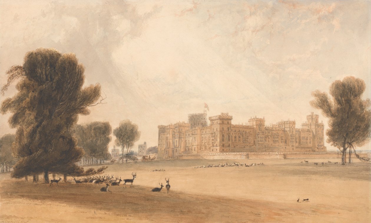 O Castelo de Windsor visto do sul de William Daniell