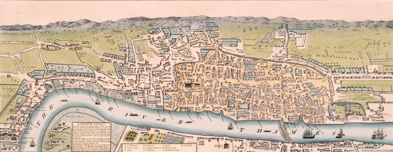 Mapa de Londres, c1563 de William Darton