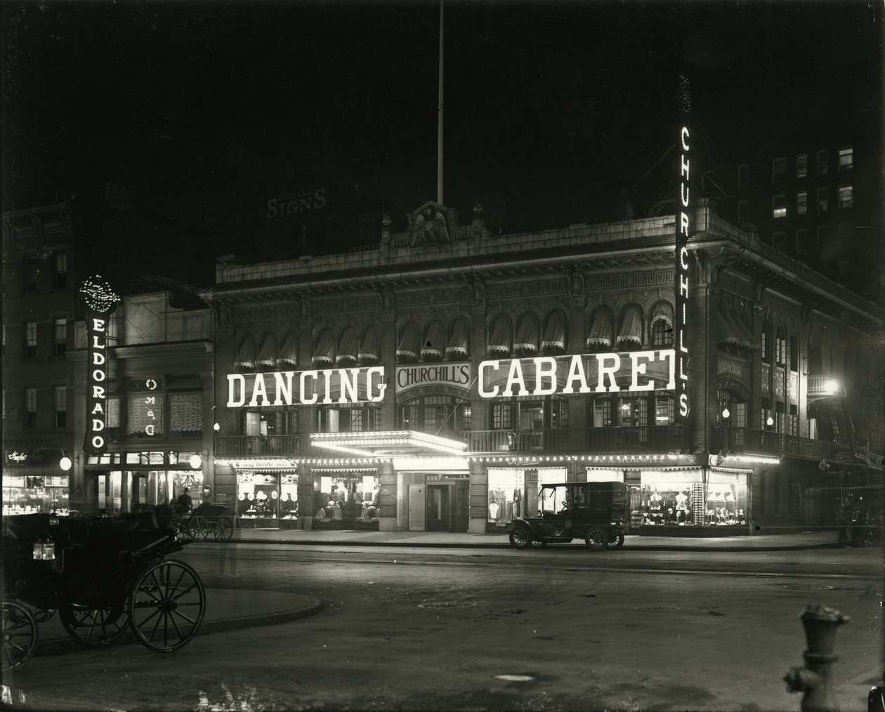 Cabaret de Churchill, Broadway na 49th Street, 1917 de William Davis Hassler