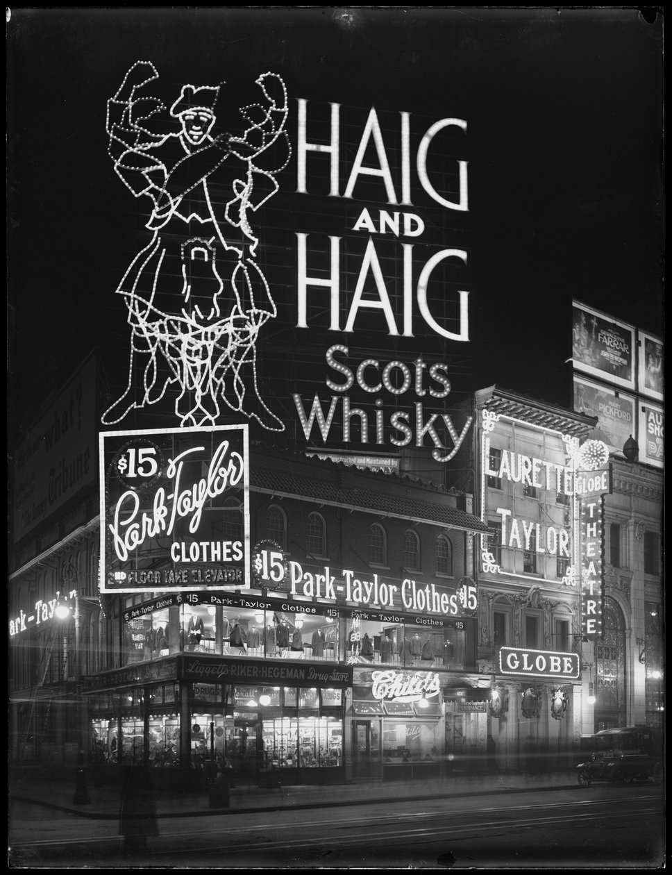 Sinal luminoso para Haig e Haig Whisky, Nova York, 6 de janeiro de 1917 de William Davis Hassler
