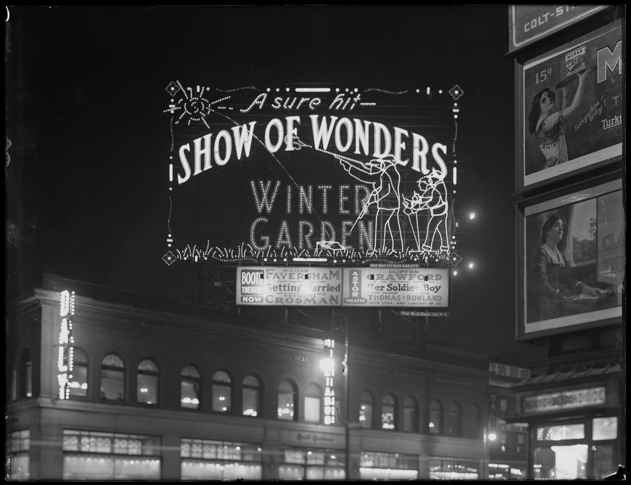 Sinal luminoso para o &39;Show of Wonders&39; do Winter Garden Theatre, em Nova York, 6 de janeiro de 1917 de William Davis Hassler