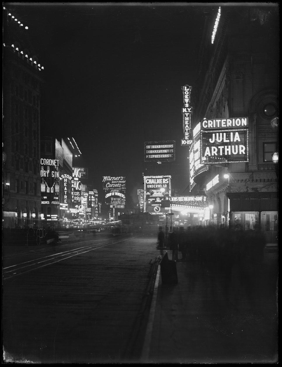 Sinais luminosos na Times Square, em Nova York, 1917 de William Davis Hassler
