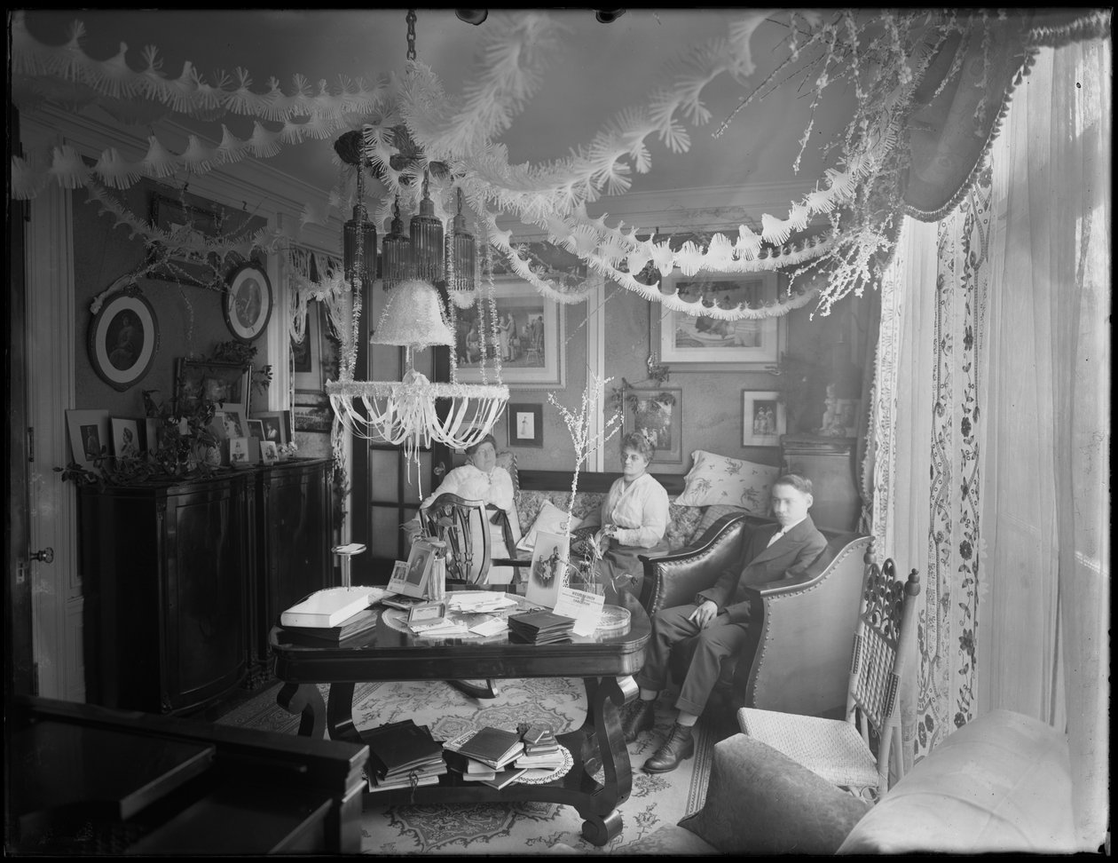Interior da residência do Sr. e Sra. William Mill Butler, decorado para o Natal, 4 de janeiro de 1917 de William Davis Hassler