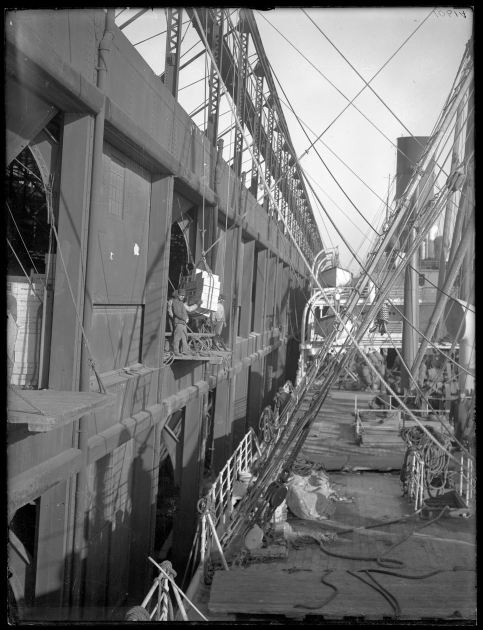Carregando, um, steamship, chelsea, cais, nova iorque, 1912 de William Davis Hassler
