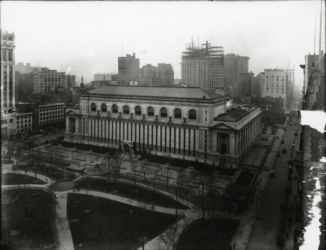 Biblioteca Pública de Nova York e Bryant Park, c.1910-21 de William Davis Hassler