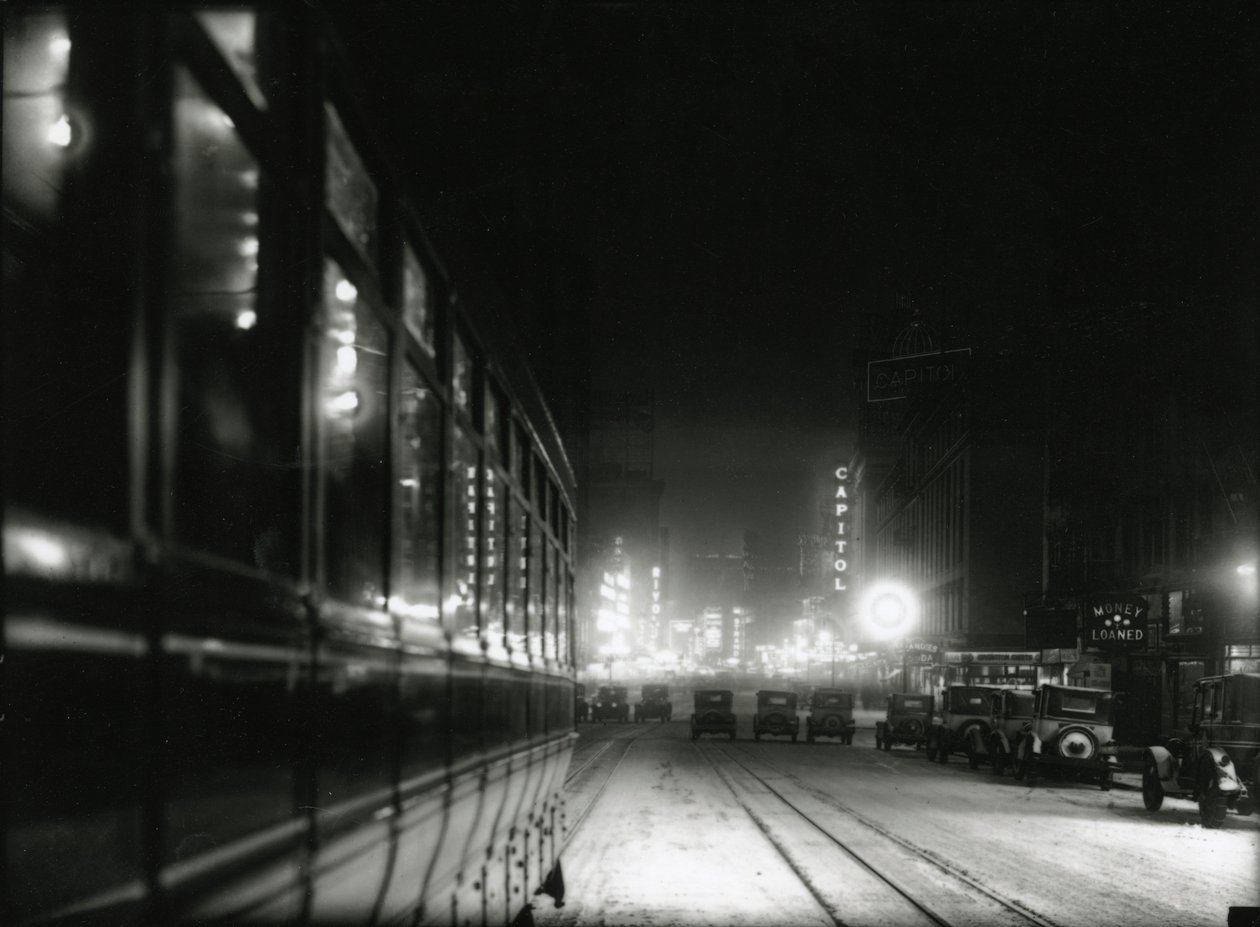 Visão noturna perto de Times Square, c.1919-20 de William Davis Hassler