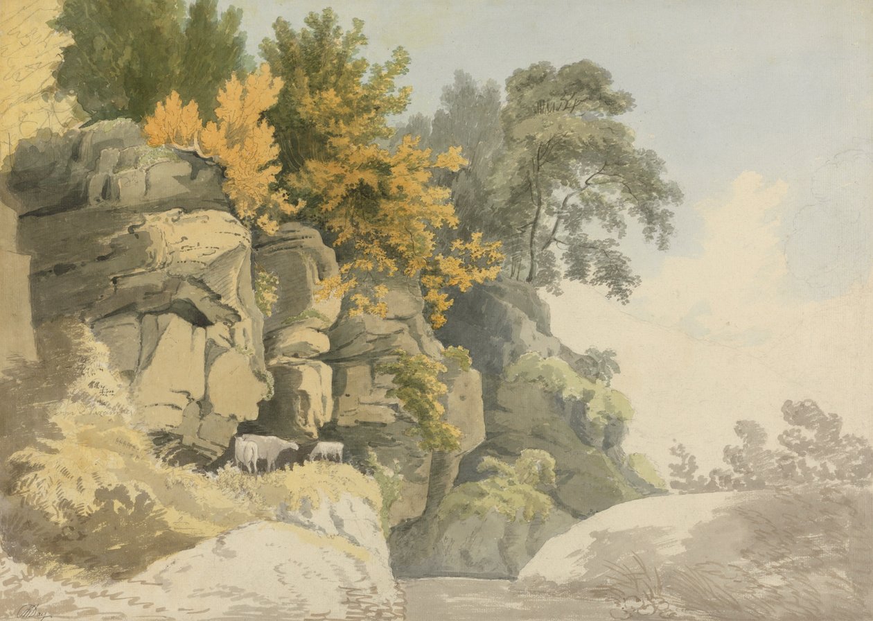 Rochas arborizadas por um riacho (Derbyshire?) de William Day
