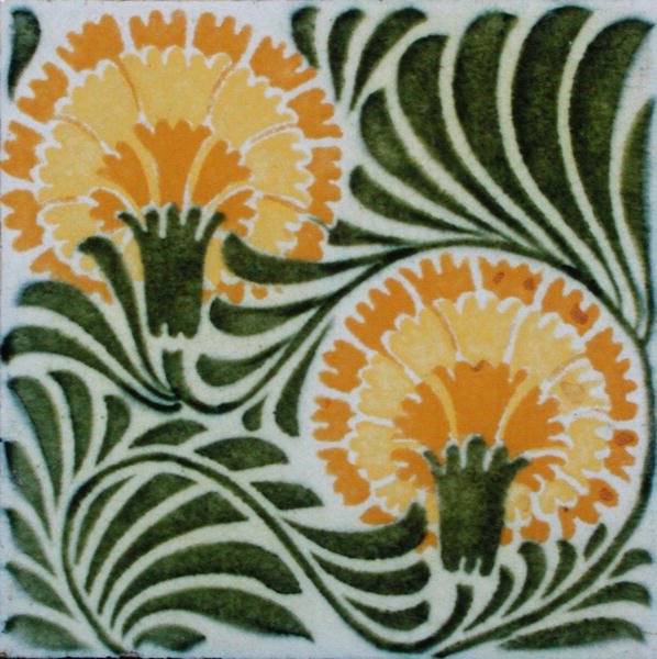 "Gillow", azulejo com desenho floral (cerâmica) de William de Morgan