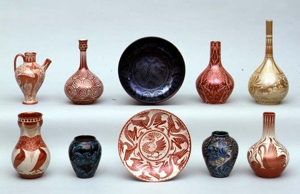 Selecção de Lustreware (cerâmica) de William de Morgan