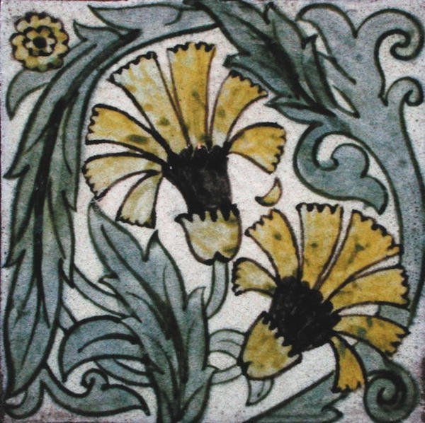 Telha com desenho floral (cerâmica) de William de Morgan
