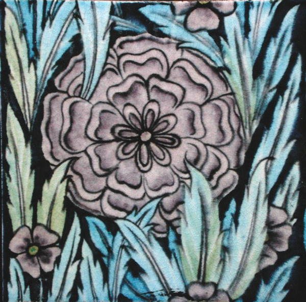 Telha com desenho floral (cerâmica) de William de Morgan