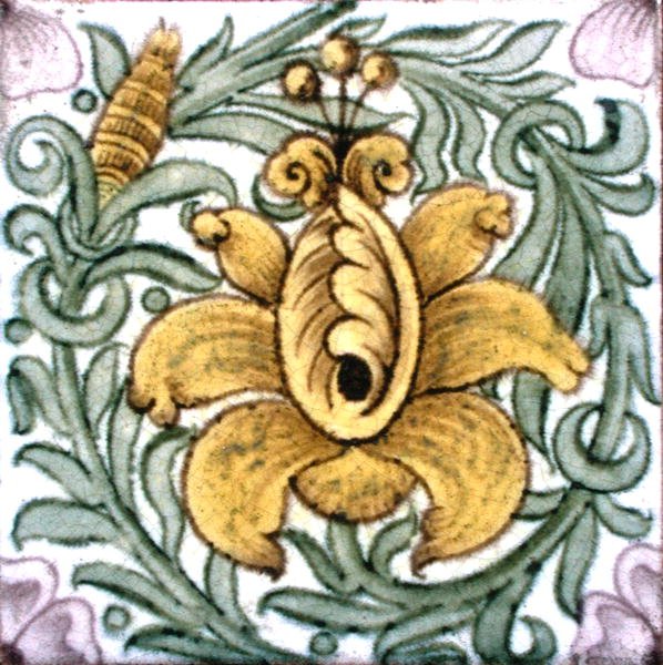 Telha com desenho floral (cerâmica) de William de Morgan