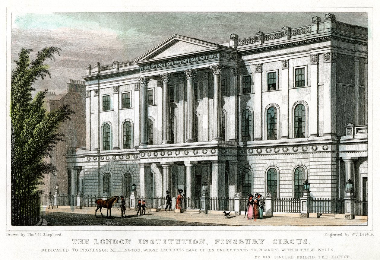 A Instituição de Londres, Finsbury Circus, Londres, 1827. de William Deeble