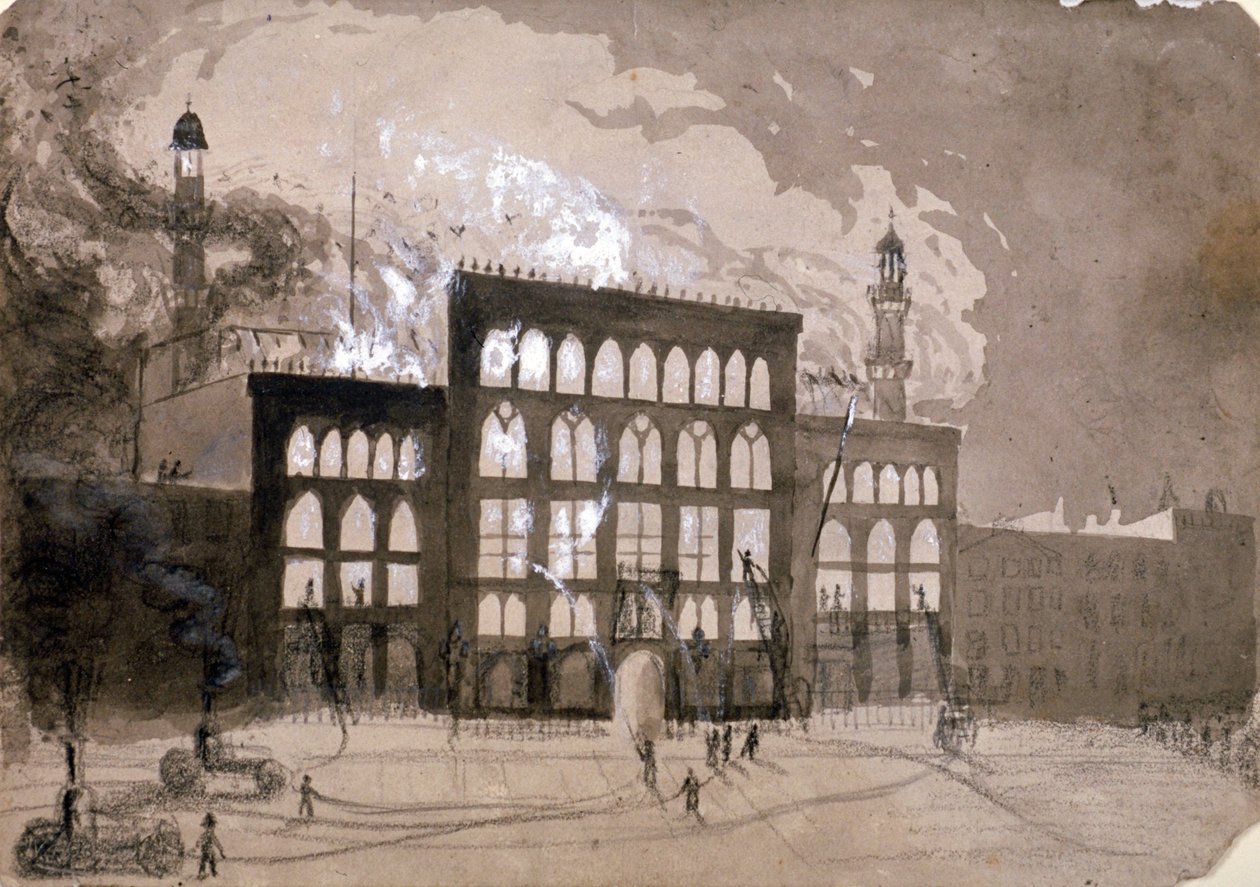 Incêndio no Teatro Alhambra, Leicester Square, Londres, 1882 1883 de William Dickes