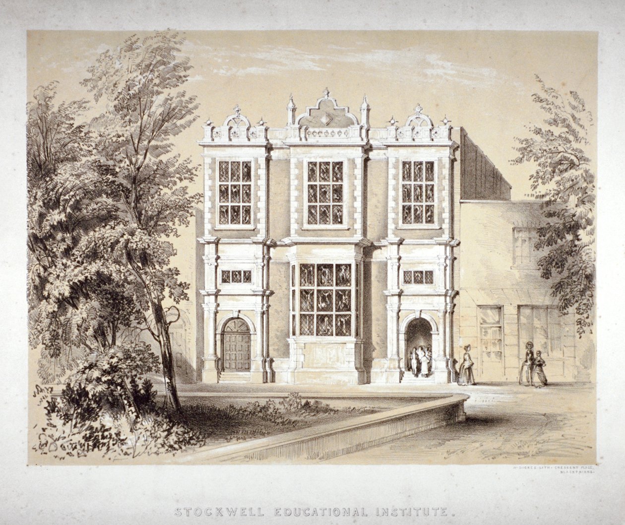 Stockwell Educational Institute, Stockwell, Lambeth, Londres, c1860 de William Dickes