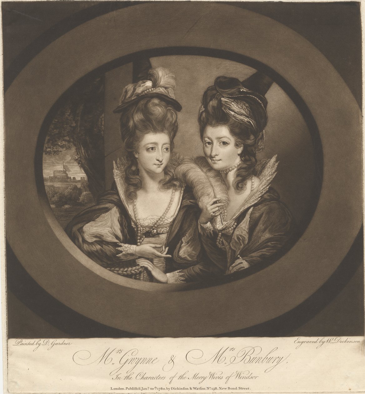 A Sra. Gwynne e a Sra. Bunbury nas Personagens das Feliz Esposas de Windsor de William Dickinson