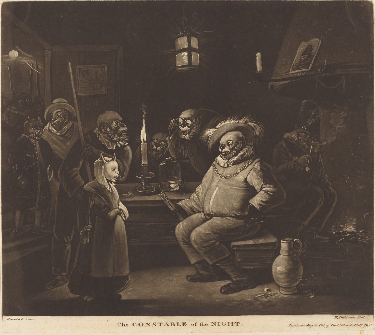 O policial da noite de William Dickinson after Egbert van Heemskerck