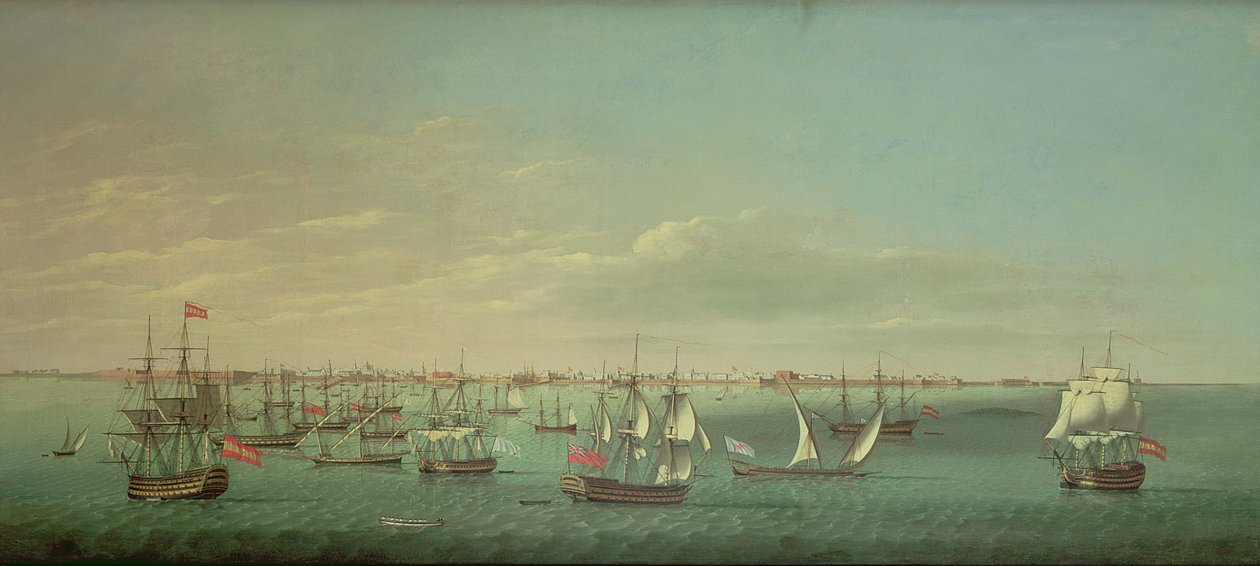 Comerciantes e homens de guerra britânicos, franceses, portugueses e espanhóis ao largo de Cádis de William Dixon