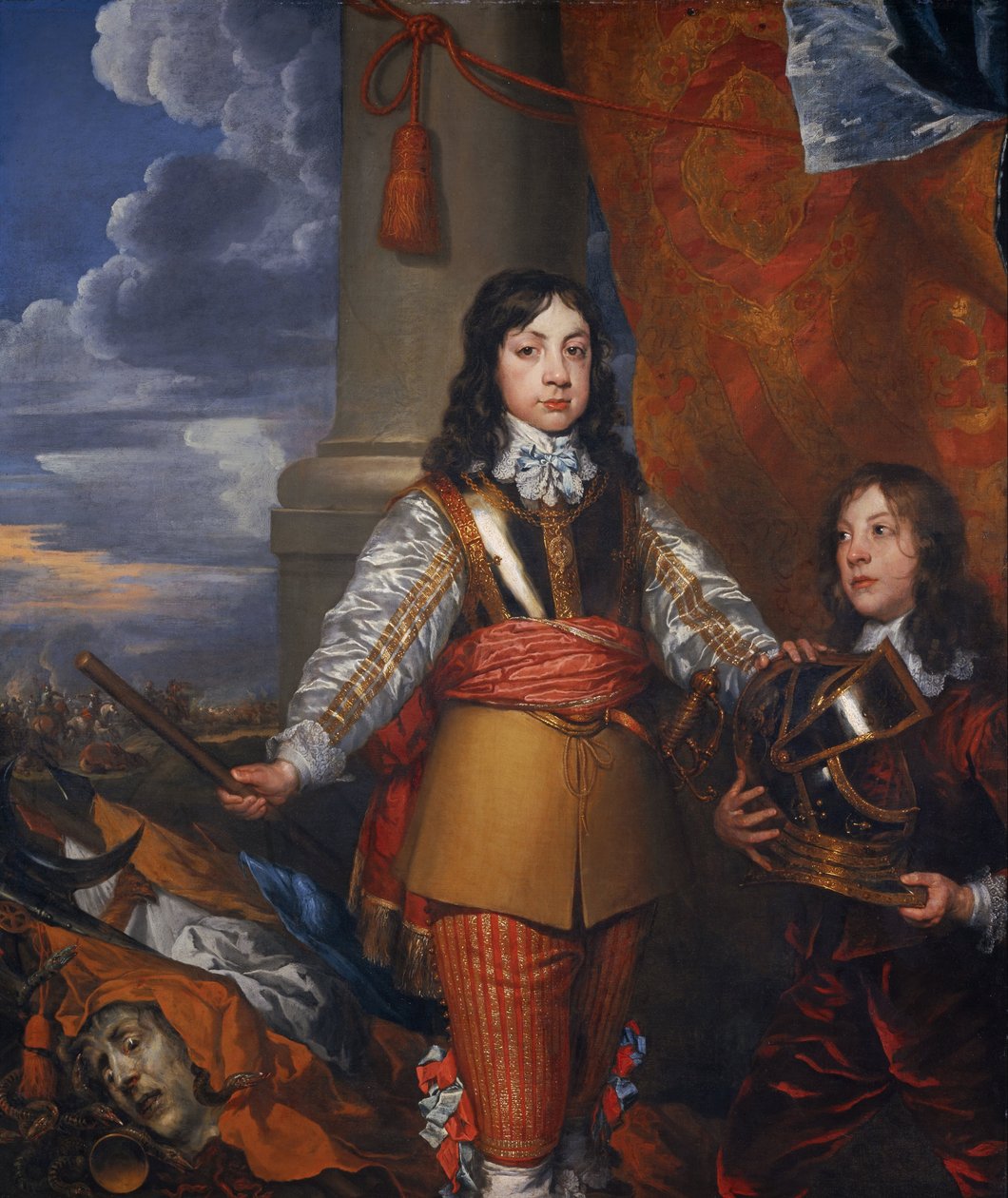 Carlos II, 1630 - 1685. Rei dos Escoceses 1649 - 1685. Rei de Inglaterra e da Irlanda 1660 - 1685 (quando Príncipe de Gales, com um pajem) de William Dobson