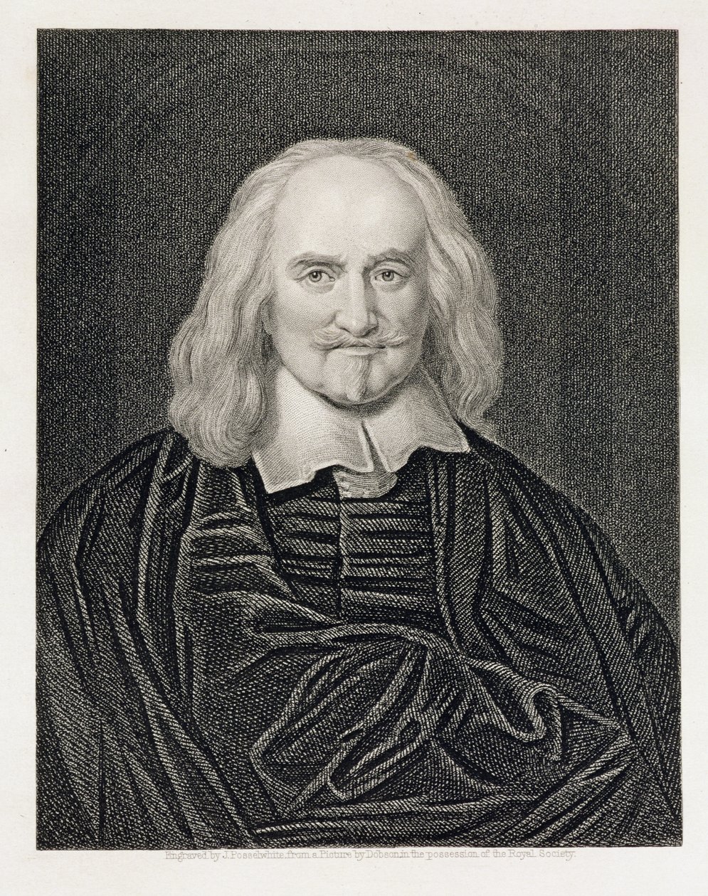 Retrato de Thomas Hobbes (1588-1679) gravado pelo pub James Posselwhite (1798-1884). de William Mackenzie de William Dobson