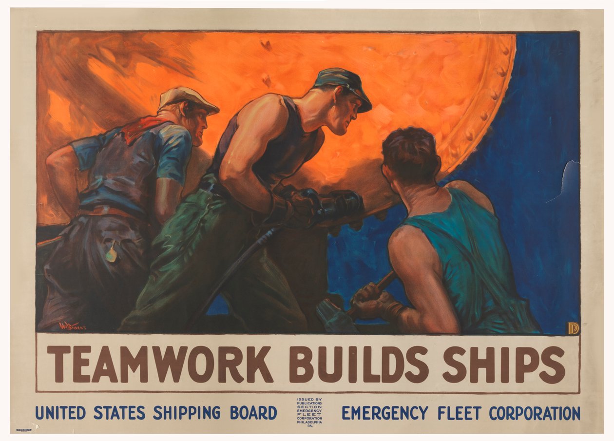 Trabalho em equipe constrói navios de William Dodge Stevens