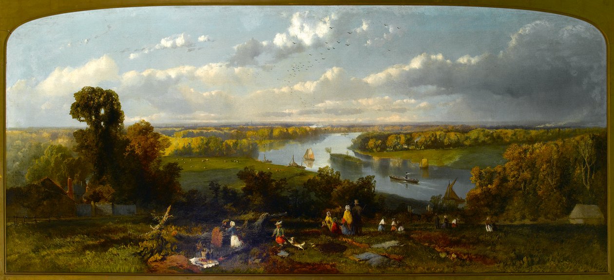 Piquenique, ligado, richmond, colina, negligenciar, a, rio thames, surrey de William E. Jones