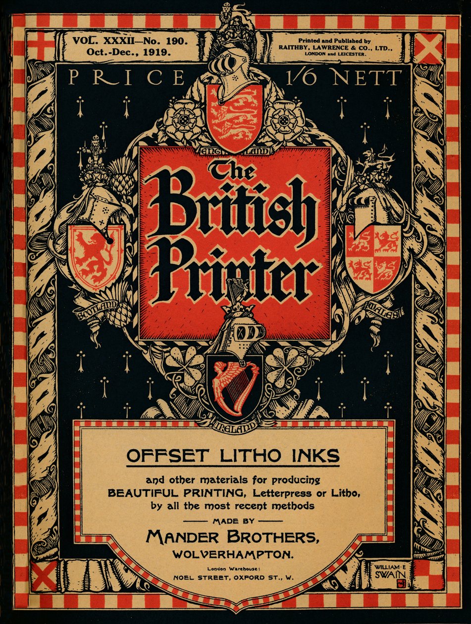 "The British Printer cover", 1919 de William E Swain