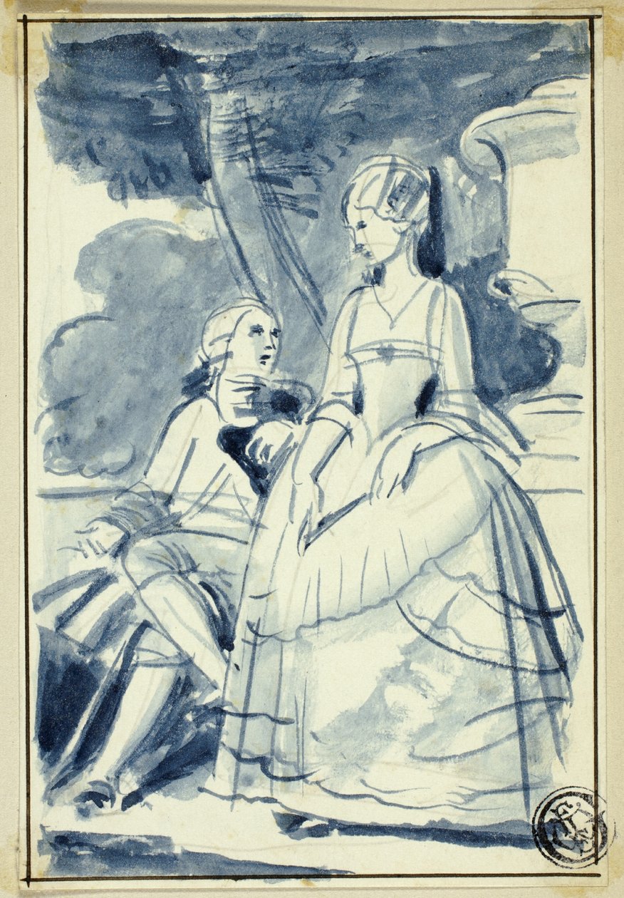 Homem e Mulher em Vestidos do Século XVIII de William Edward Frost